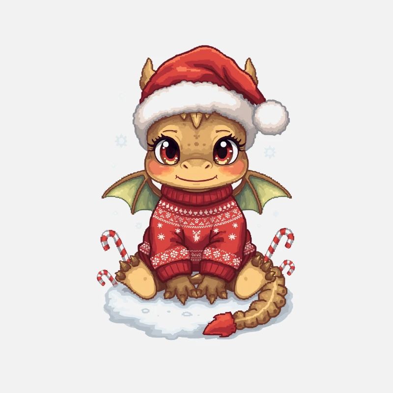 Dragon Noel Kawaii en Pull Rouge