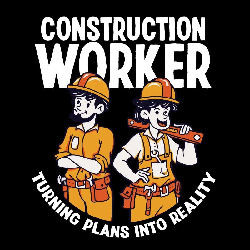 Bauarbeiter Construction Worker Plans Into Reality
