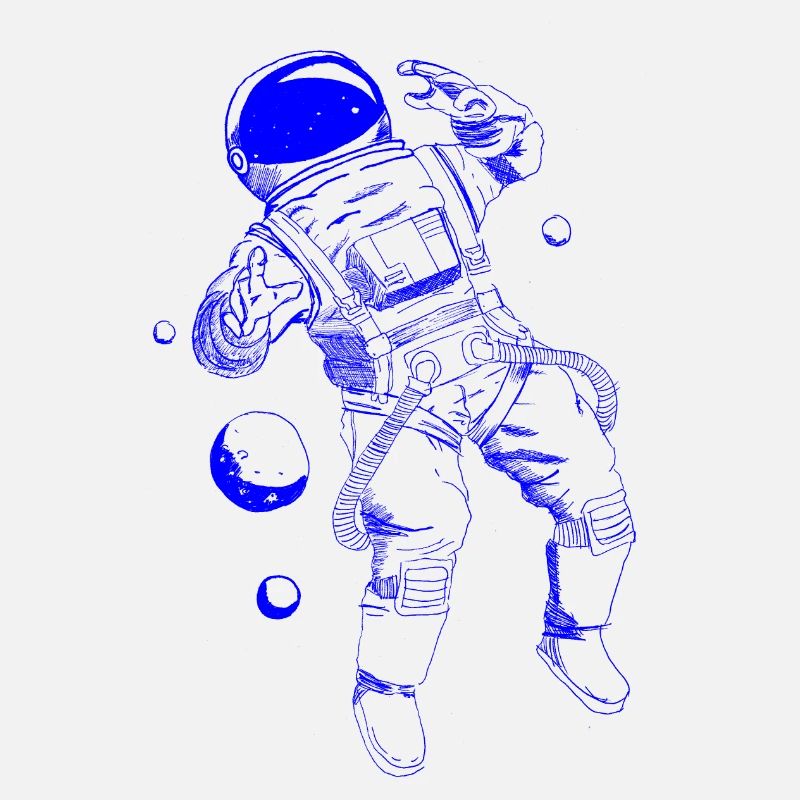 Astronaut schwebend blau