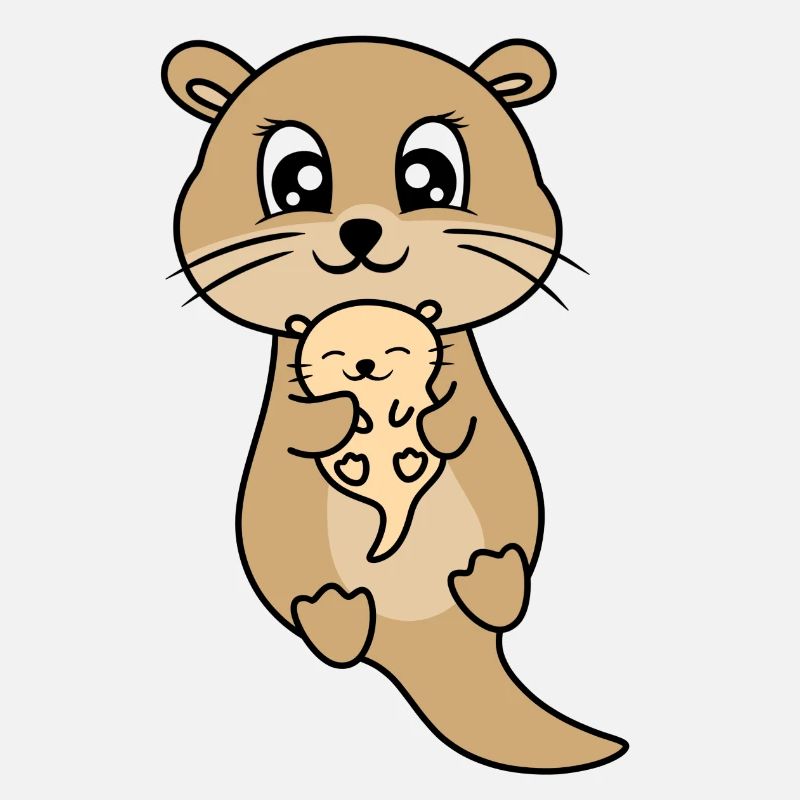 Mère et bébé loutre mignon