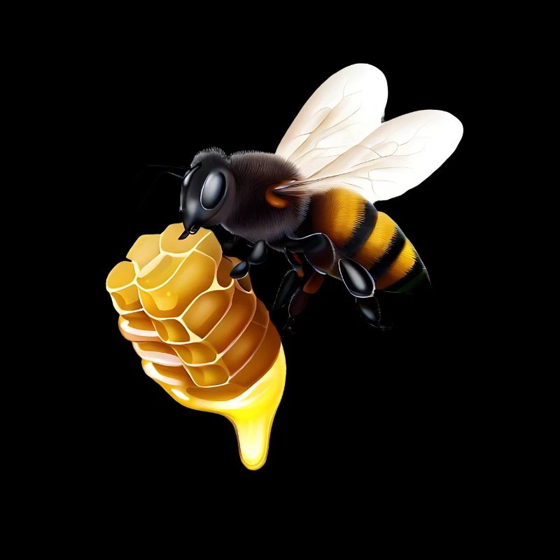Bee with honeycomb