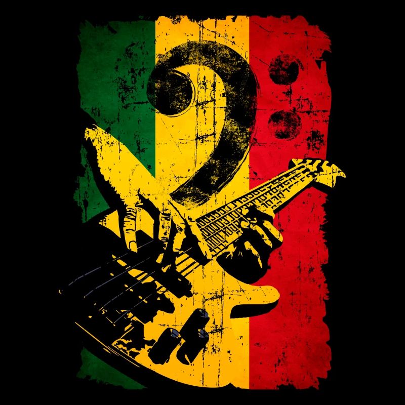 Drapeau de la basse guitare Reggae Flag Clef Gift
