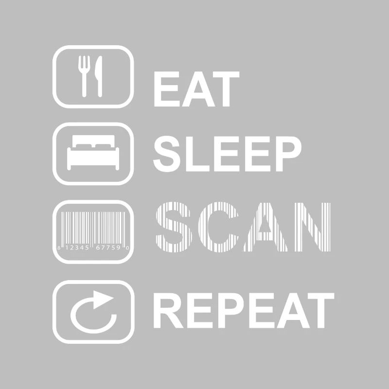 Code à barres vendeur caissier manger répétition de balayage de sommeil