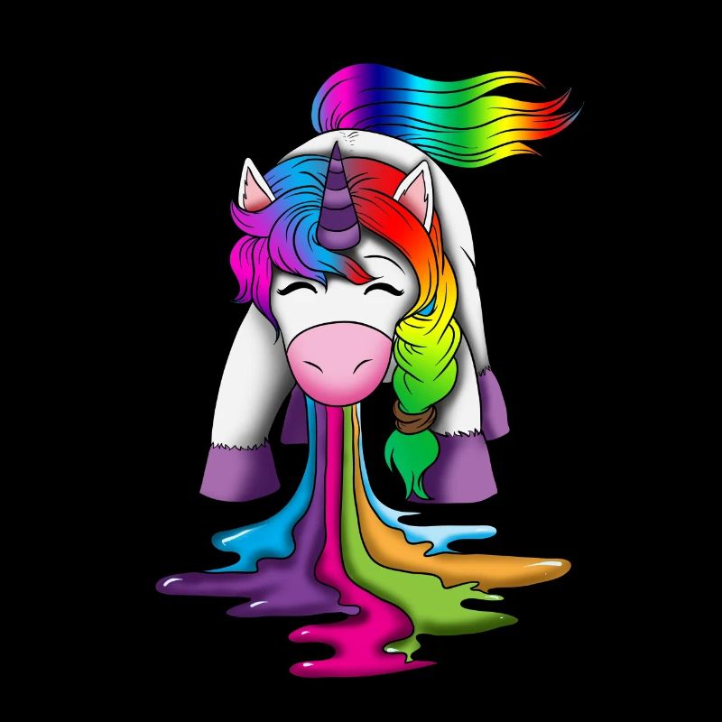 Licorne vomit créatures mythiques arc-en-ciel