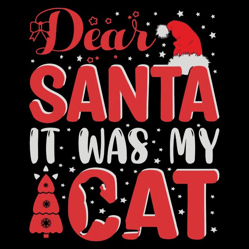 Pull de Noël moche - Cher Père Noël, c’était mon chat