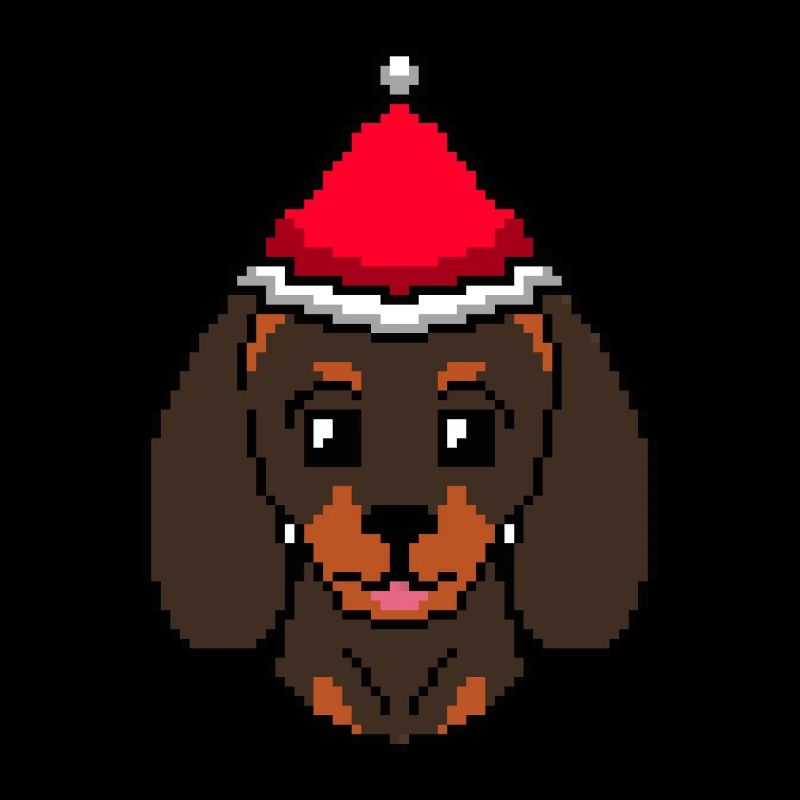 Teckel de Noël pixélisé - Drôle de teckel de Noël