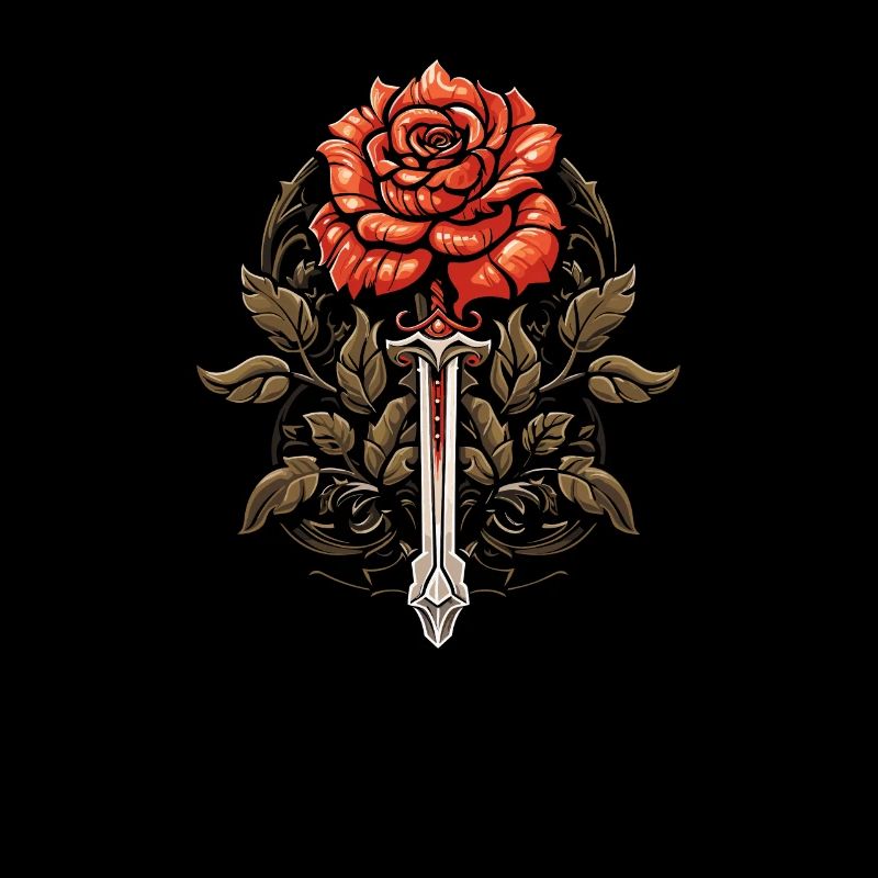 Épée Goth Rose rouge