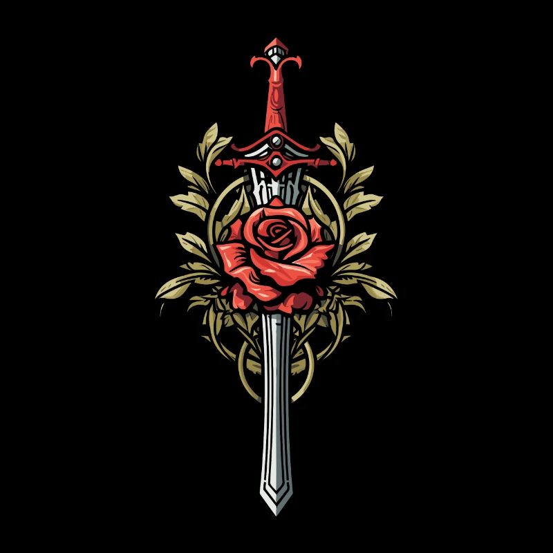 Épée Goth Rose rouge