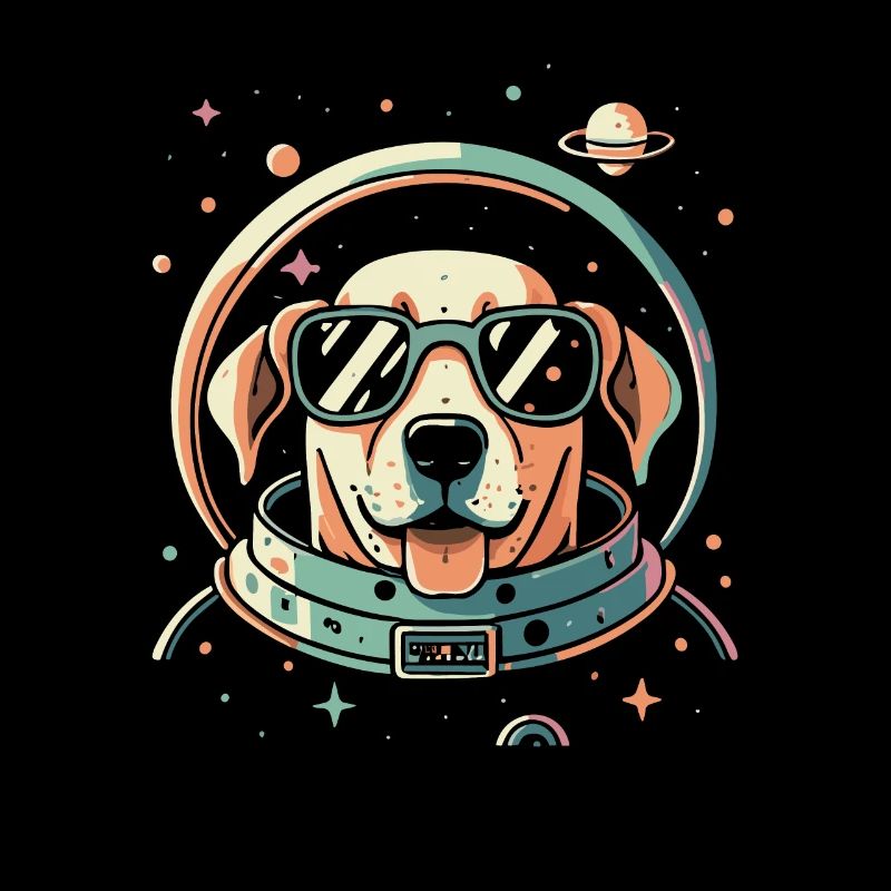 Chemise Labrador de l’espace rétro oeuvre colorée