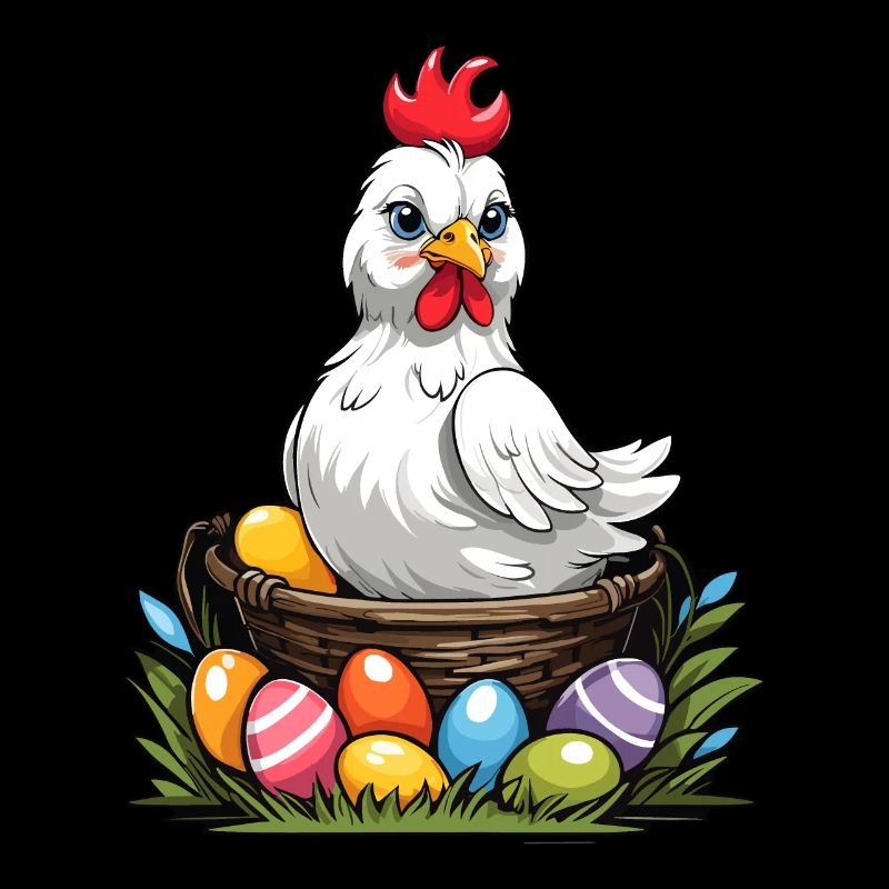 Colorful Chicken Cute Funny Easter Eggs Nest