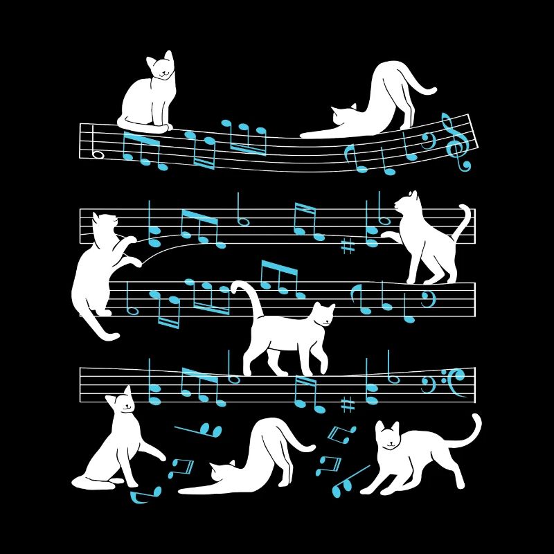 Cats playing with music note cat