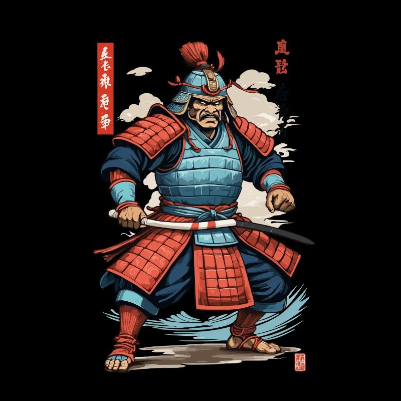 Vintage Ukiyo-E Style Japanese Samurai Artwork