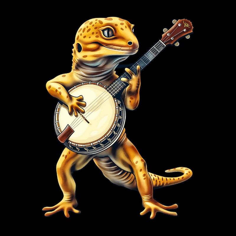 Leopard-Gecko-Eidechse Bluegrass-Banjo-Spieler