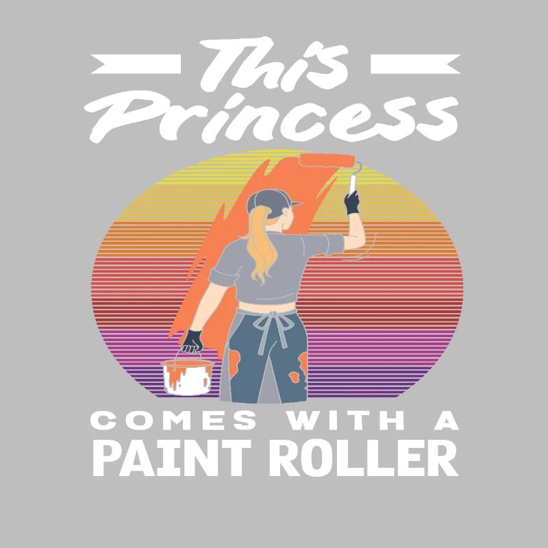 This princess is a painter with a paint roller
