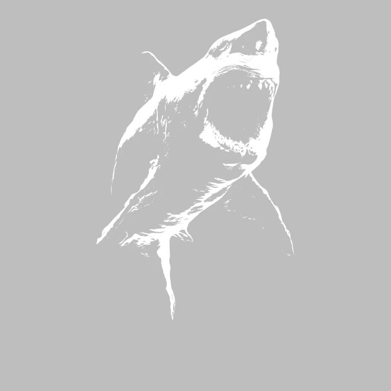Requin géant menaçant – Silhouette noire et blanche