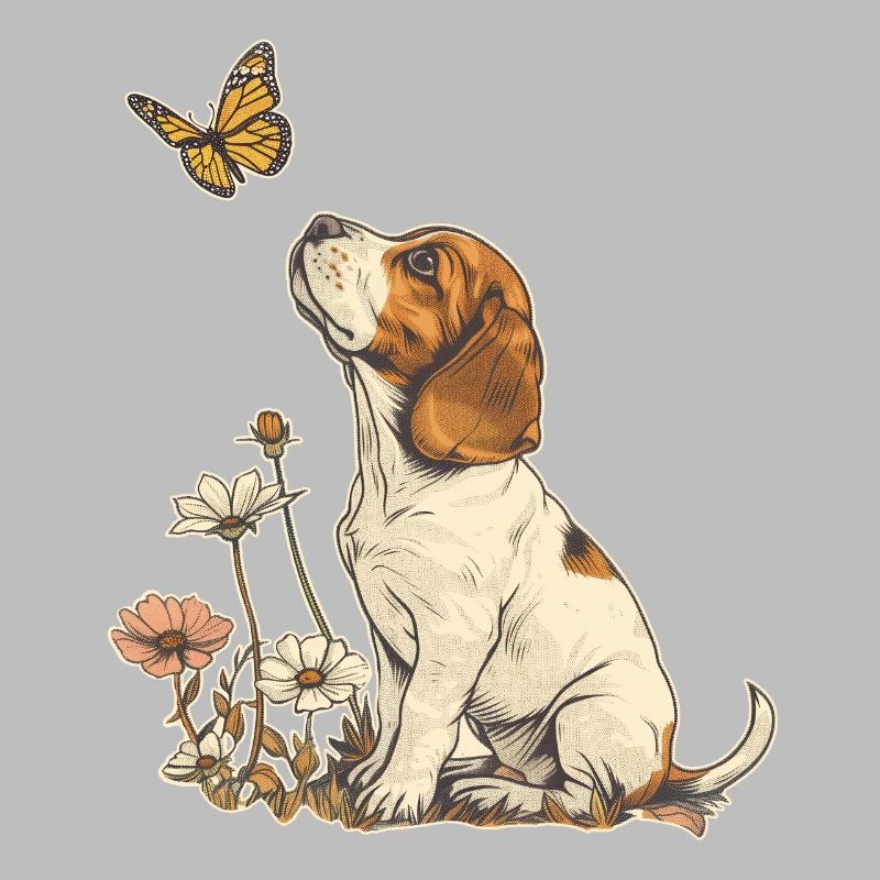 Beagle et papillon