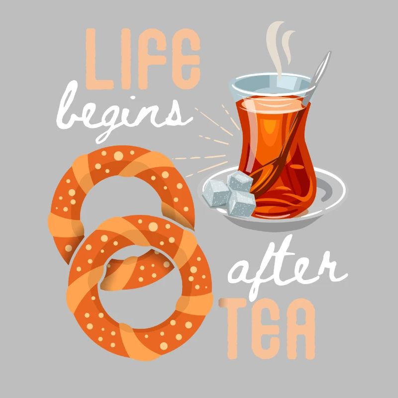 Türkischer Tee, Teetrinker, Simit, lustiger Spruch