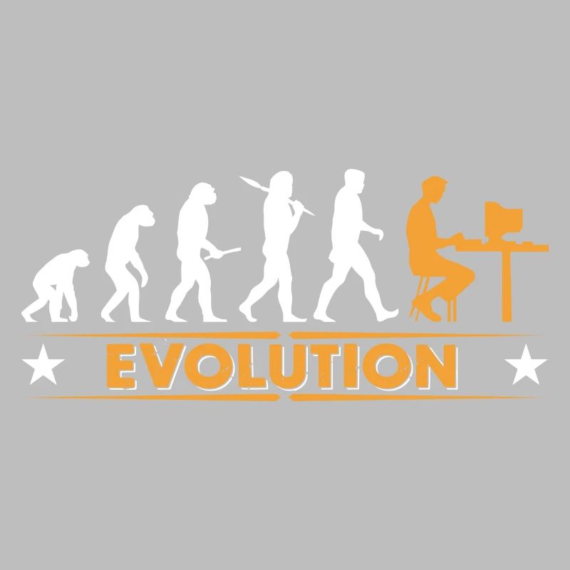 Computer Nerd Evolution - orange/weiss