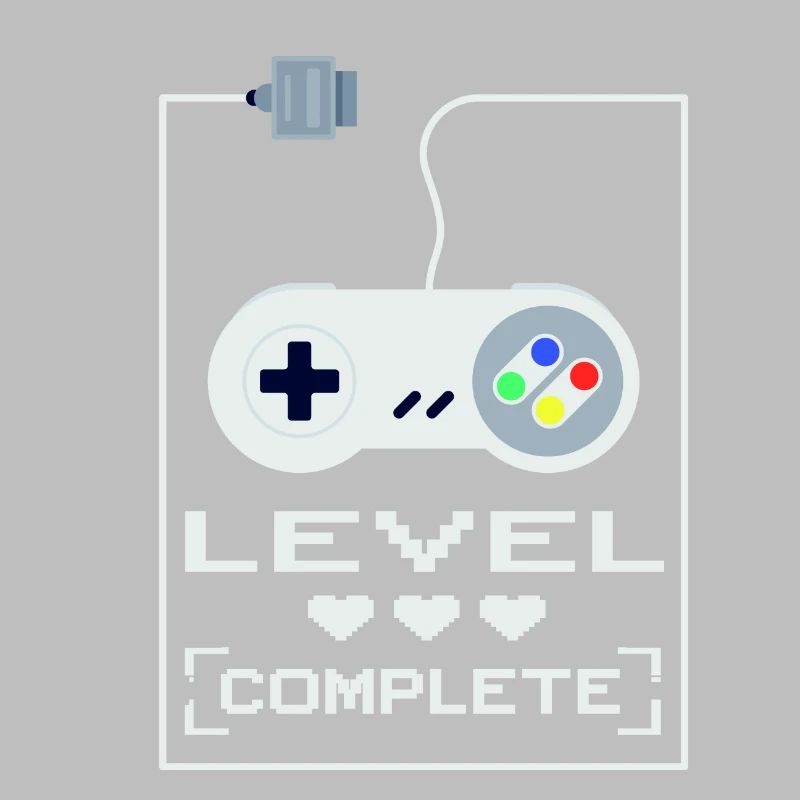 Super NES Controller Level Completed Gaming Design