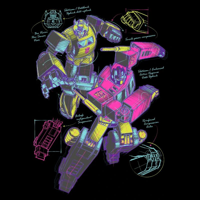 Transformers G1 Esquisse Optimus Prime & Bumblebee