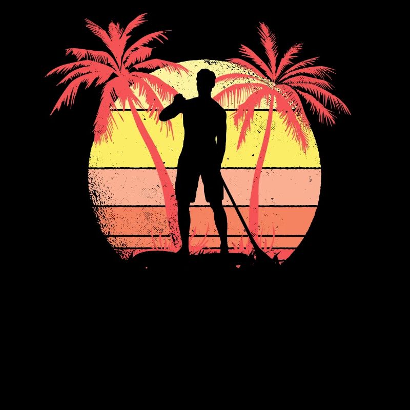 Paddle Board Guy Sunset Sunset 80s Palm