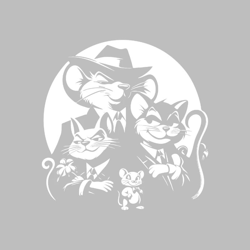 Conception amusante de la mafia avec des chats et des souris de bande dessinée
