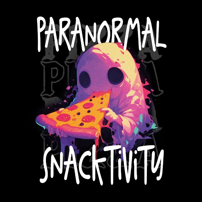 Paranormal Snacktivity - Cute Ghost Eating Pizza