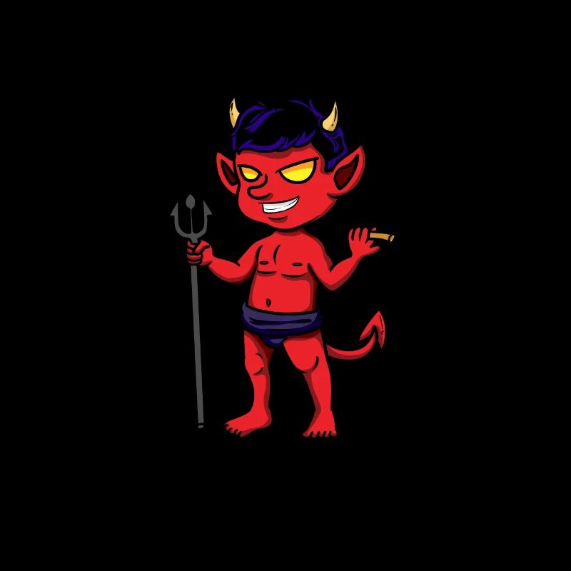 Devil Red Blue Hair Cigar Trident