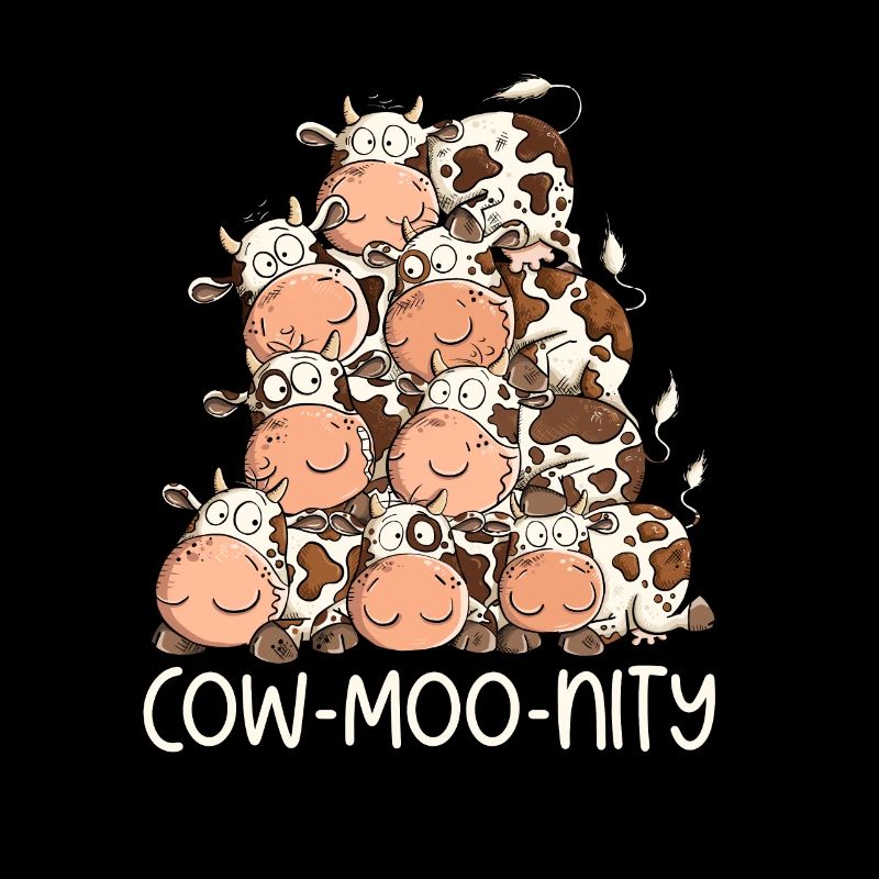 Drôle de vache pile I Coe-MUH-nity jeu de mots de la communauté