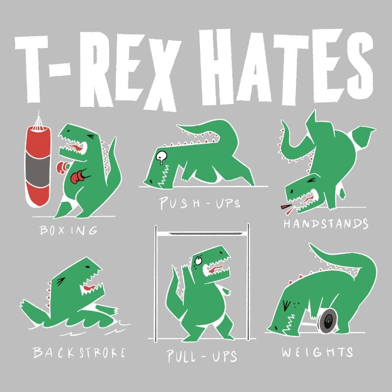 Drôle T Rex déteste la boxe, Push UP, Pull ups