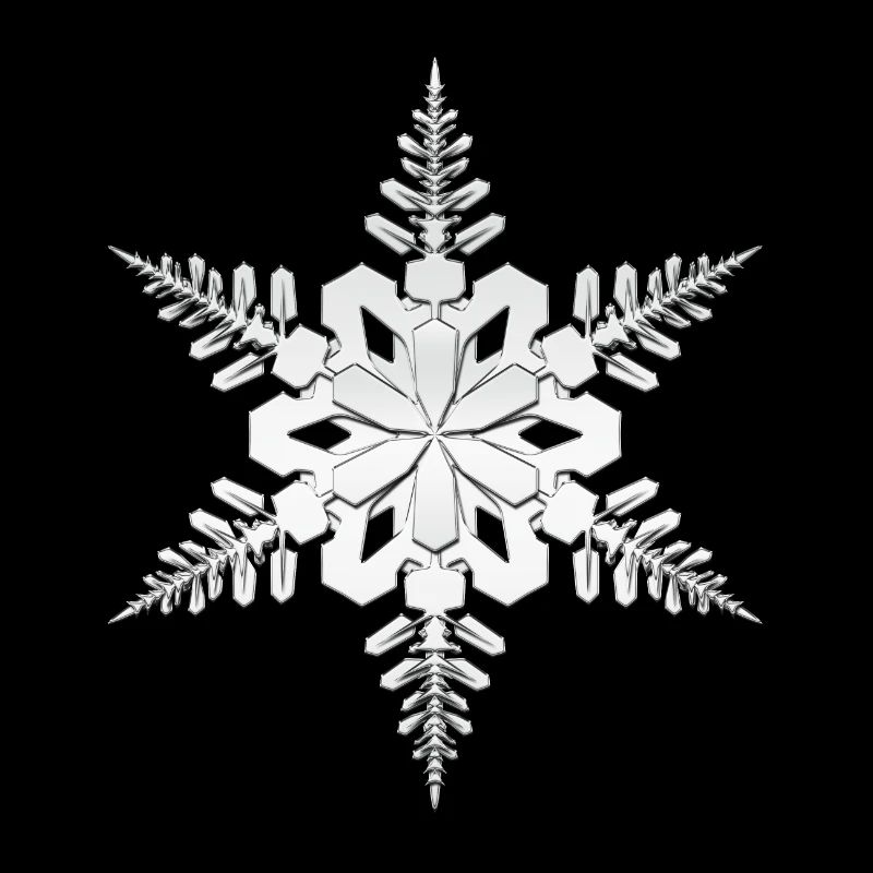 Flocon de neige, snowflake argent blanc en 3D