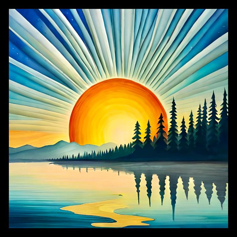 Coucher de soleil avec rayons
