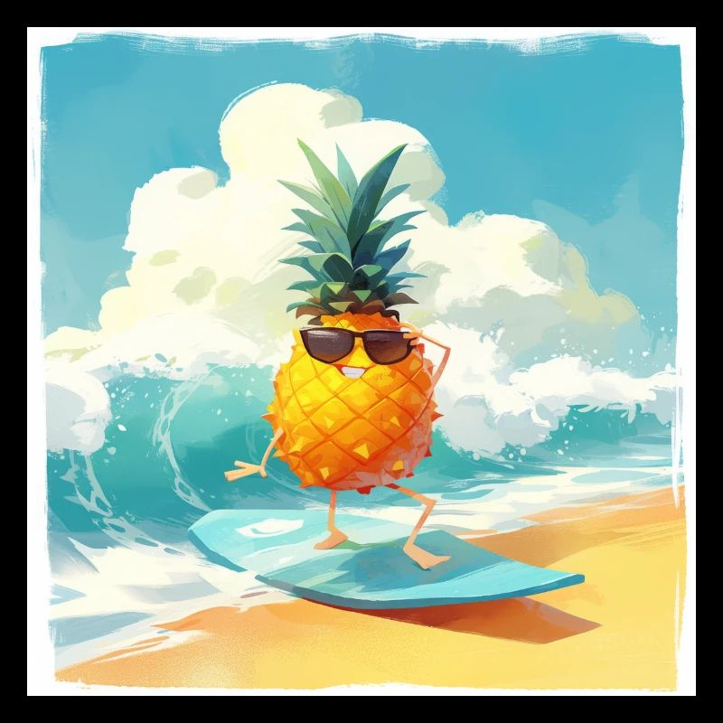 Drôle d’ananas surfant