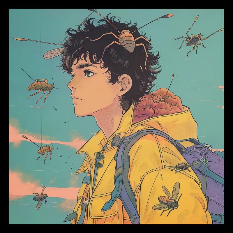 Années 80 Anime Guy Calmant Impression de mode de haute qualité