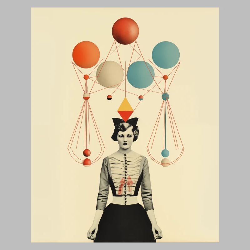 Collage de papier de dame de cirque de pensée