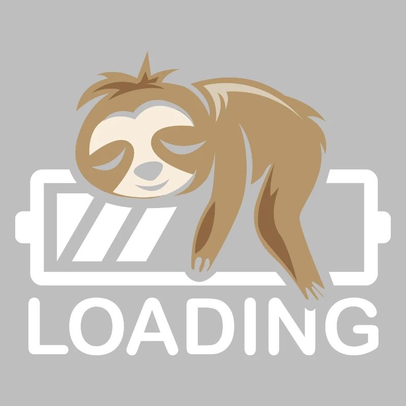 funny sloth loading battery icon comic