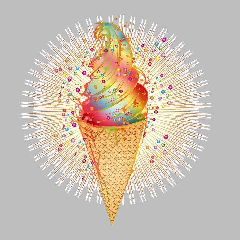 Fröhliches Softeis-Motiv mit Regenbogenfarben