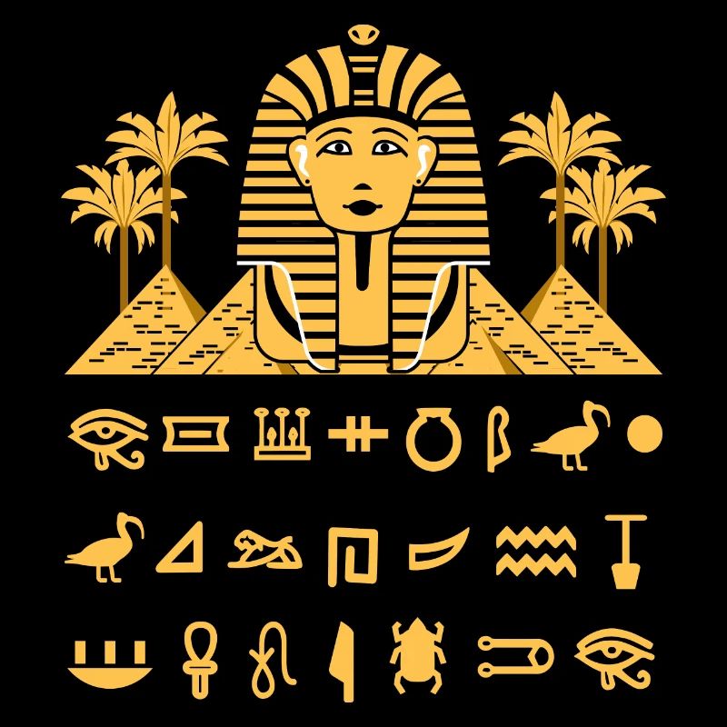 Hiéroglyphes égyptiens Anubis Bastet et Sphinx