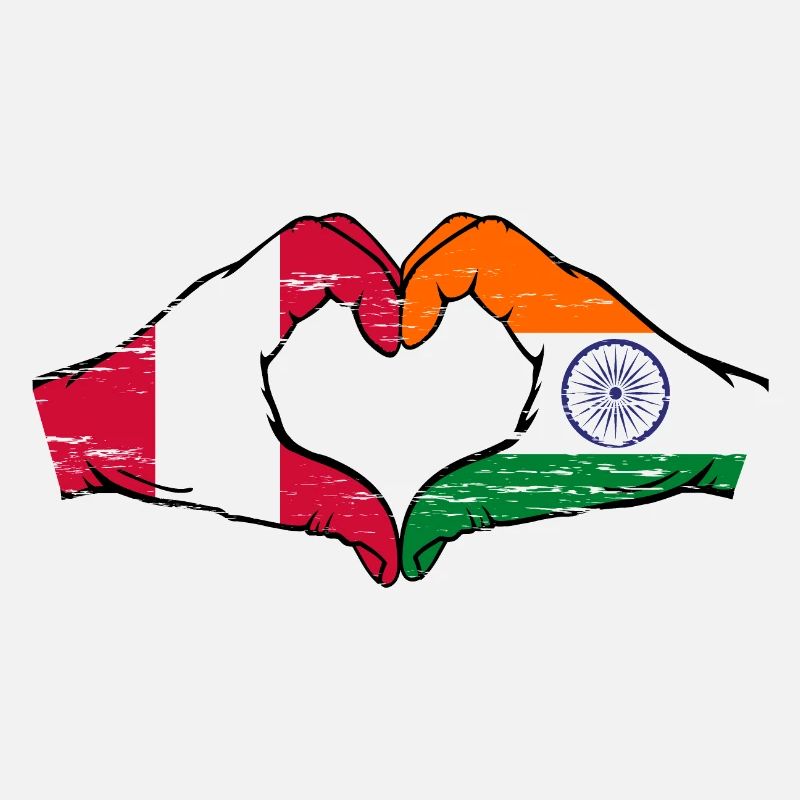 Pérou Inde drapeau mains forme de coeur utilisé