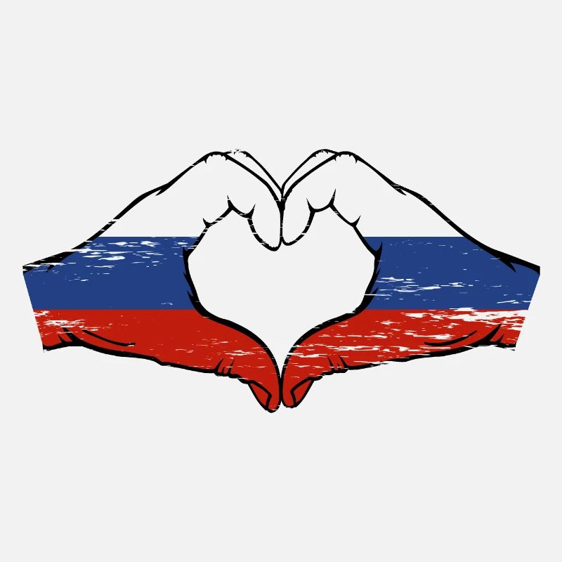 Drapeau de la Russie Mains Coeur Forme Utilisé
