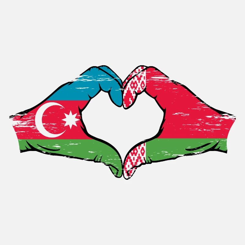 Azerbaïdjan Biélorussie drapeau mains forme de coeur utilisé