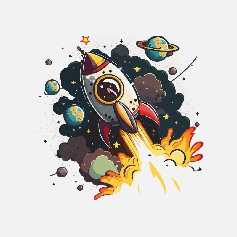 Cosmic Journey: Ein digitales Kunstwerk eines Raketenschiffs