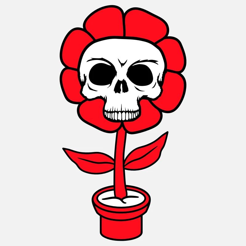 Evil Halloween Flower Skull Skull Horror Pot