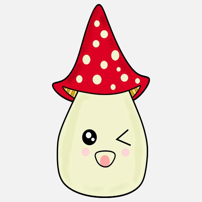 Kawaii champignon Toadstool mignon rouge avec visage