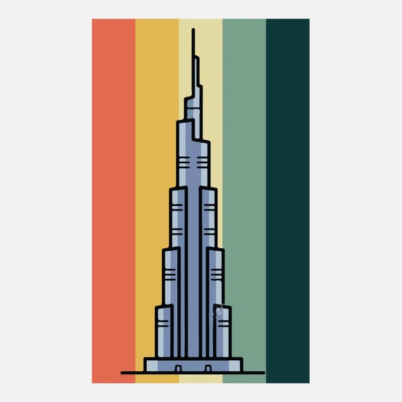 Burj Khalifa Dubai Retro VAE Emirate