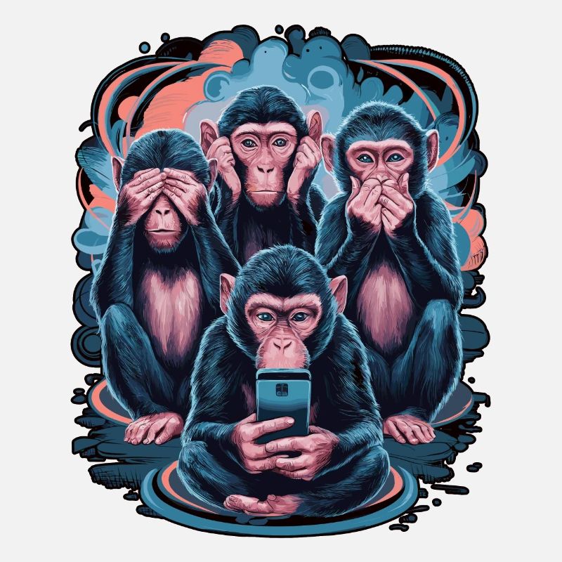 singe sage avec téléphone portable drôle multi conception multimédia