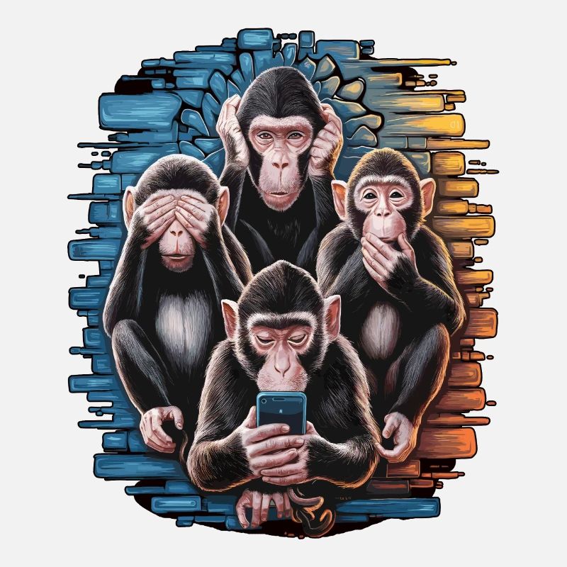 singe sage avec téléphone portable drôle multi conception multimédia