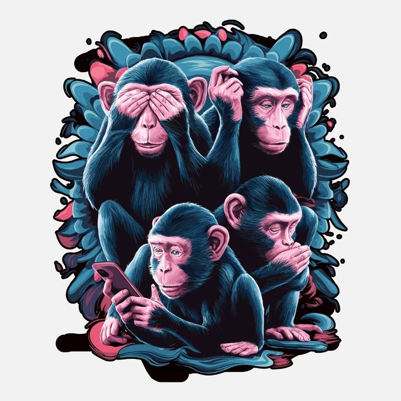 singe sage avec téléphone portable drôle multi conception multimédia