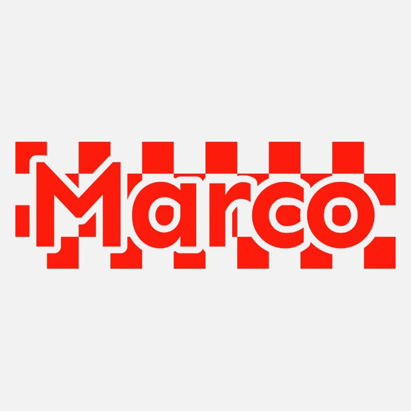 Checkerboard Text First Name Man Last Name Marco