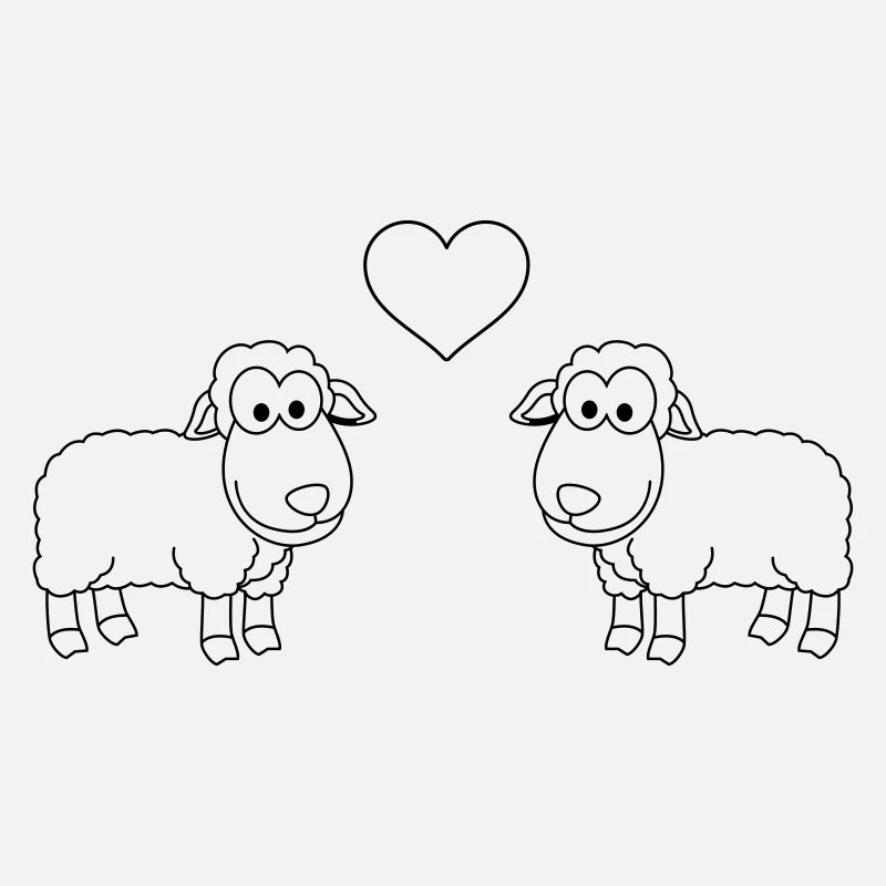 Schaf Comic Paar Liebe